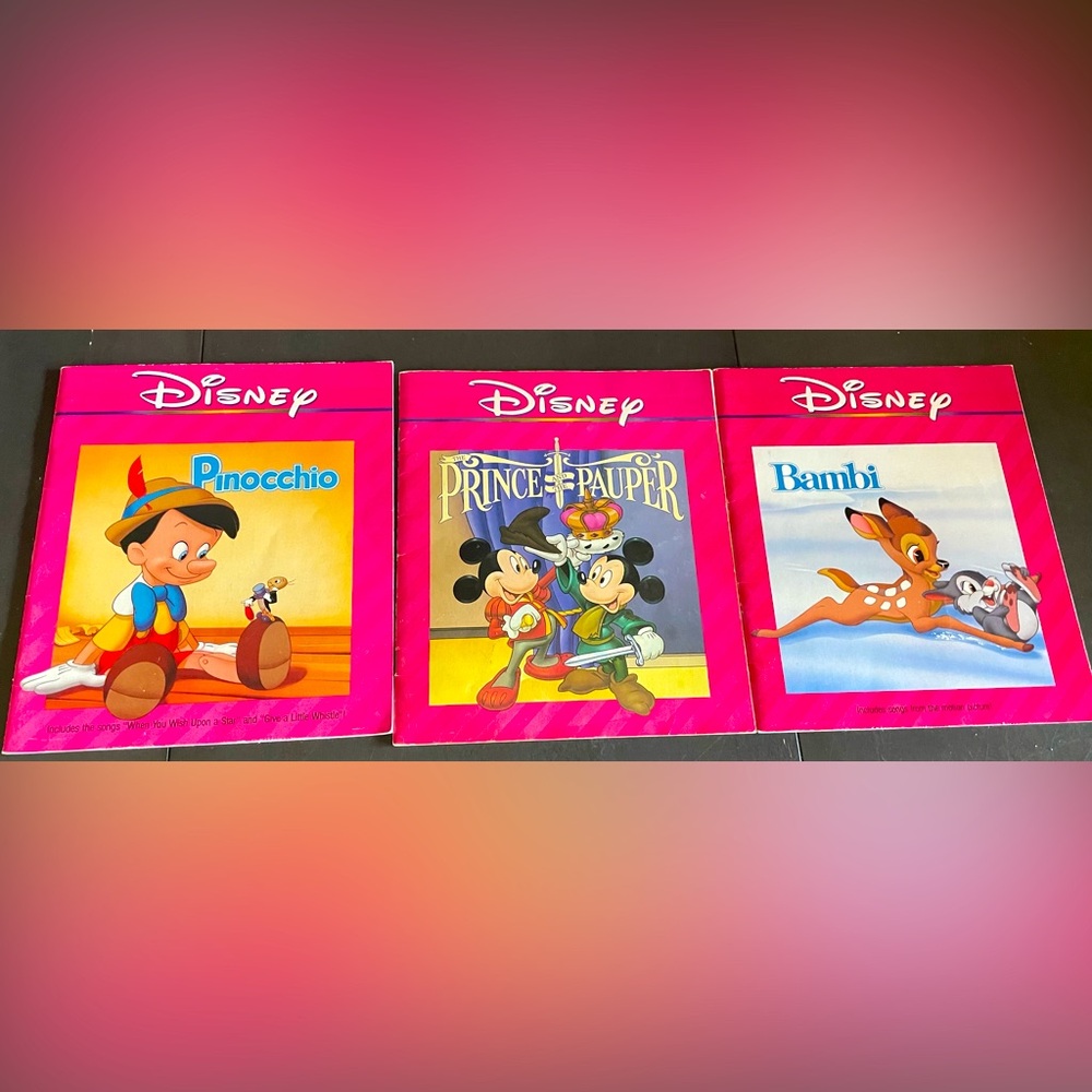 Vintage Disney lot of 3 read along books in good shape  - no cassette,